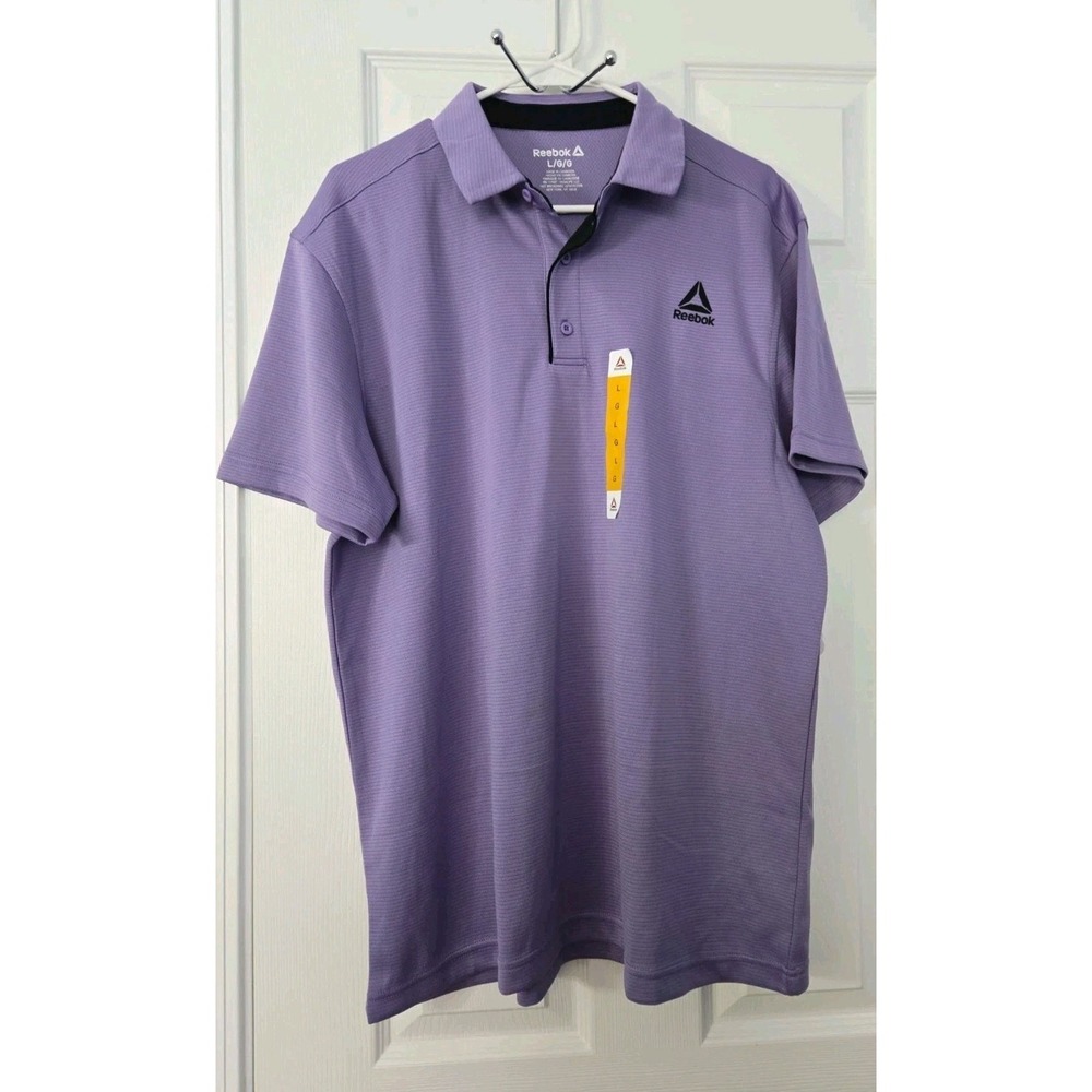 Reebok Mens Purple RBK-DRY Short Sleeve Polo Shirt Large NWT